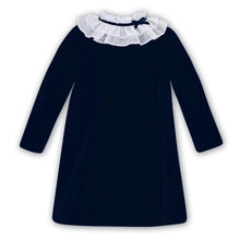 Load image into Gallery viewer, Navy Velvet Collar Dress