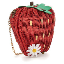 Load image into Gallery viewer, Red Straw Strawberry Bag