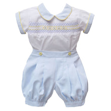 Load image into Gallery viewer, Blue &amp; White Smocked Short Set