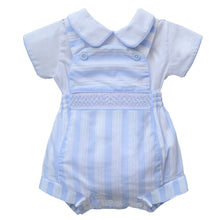 Load image into Gallery viewer, Blue &amp; White Striped Dungaree