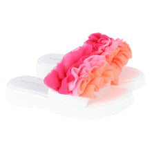 Load image into Gallery viewer, White & Multi Ruffle Sliders