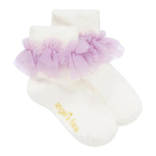 Load image into Gallery viewer, White &amp; Lilac &#39;Frilly&#39; Socks