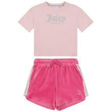 Load image into Gallery viewer, Pink T-Shirt &amp; Velour Short Set