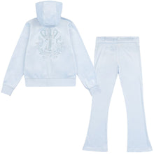 Load image into Gallery viewer, Blue Rhinestone Crown Velour Tracksuit