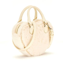 Load image into Gallery viewer, Cream Heart Shape Faux Fur Bag