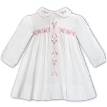 Load image into Gallery viewer, Ivory Smock & Pink Floral Embroidered Dress