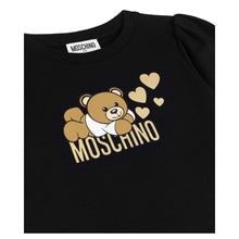 Load image into Gallery viewer, Black Teddy & Metallic Gold Hearts A-Line Dress