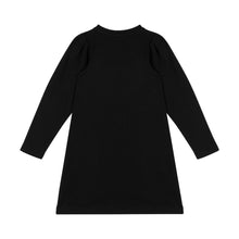 Load image into Gallery viewer, Black Teddy & Metallic Gold Hearts A-Line Dress