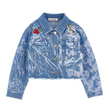 Load image into Gallery viewer, Rhinestone & Embroidered "Alice" Denim Jacket