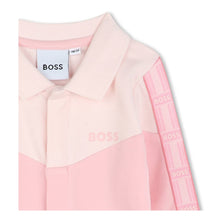 Load image into Gallery viewer, Pink Logo Trim Babygrow