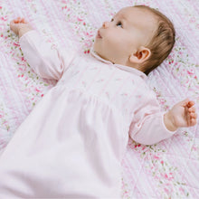 Load image into Gallery viewer, Pink Embroidered Rosebud Babygrow