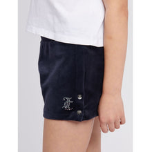 Load image into Gallery viewer, White T-Shirt & Navy Velour Shorts Set