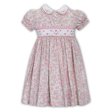 Load image into Gallery viewer, Pink Embroidered Flower Smocked Dress