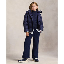 Load image into Gallery viewer, Girls Navy Hooded Down Jacket