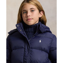 Load image into Gallery viewer, Girls Navy Hooded Down Jacket