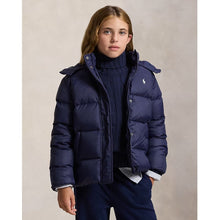 Load image into Gallery viewer, Girls Navy Hooded Down Jacket
