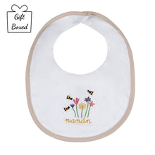 Load image into Gallery viewer, White Embroidered Flower Bib
