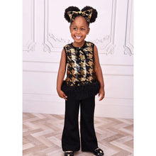Load image into Gallery viewer, Black & Gold Sequin "Amber" Trouser Set