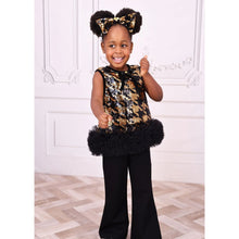 Load image into Gallery viewer, Black & Gold Sequin "Amber" Trouser Set
