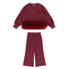 Load image into Gallery viewer, Burgundy Tulle Trim "Deonne" Tracksuit