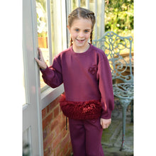 Load image into Gallery viewer, Burgundy Tulle Trim "Deonne" Tracksuit