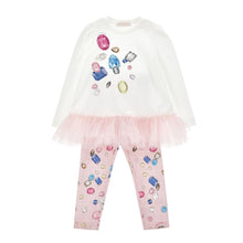 Load image into Gallery viewer, Pink Tulle "Stitch" Jewel Legging Set