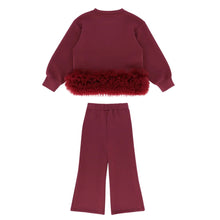 Load image into Gallery viewer, Burgundy Tulle Trim "Deonne" Tracksuit