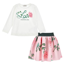 Load image into Gallery viewer, Pink & Green Roses "Love" Skirt Set