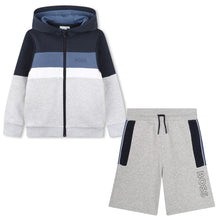 Load image into Gallery viewer, Grey Zip Up Hoodie &amp; Shorts Set