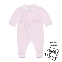 Load image into Gallery viewer, Pink Embroidered Rosebud Babygrow