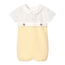Load image into Gallery viewer, Pale Yellow Bobble & Knitted Romper