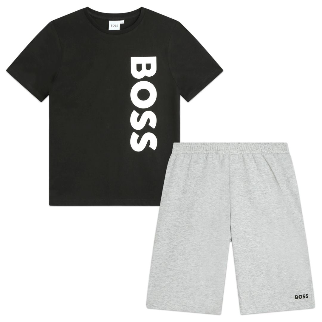 Black T-Shirt & Grey Shorts Lounge Set