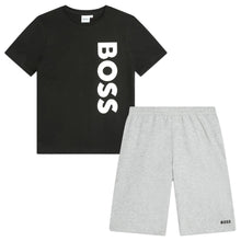 Load image into Gallery viewer, Black T-Shirt &amp; Grey Shorts Lounge Set
