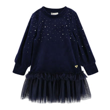 Load image into Gallery viewer, Navy Crystal Velour "Bijou" Dress