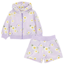 Load image into Gallery viewer, Lilac Flower Zip Up & Sweat Short Set