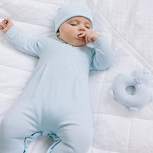 Load image into Gallery viewer, Pale Blue Chain Stitch Babygrow