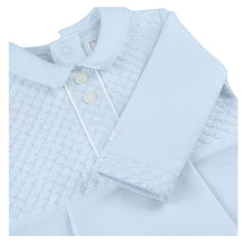 Load image into Gallery viewer, Pale Blue Chain Stitch Babygrow