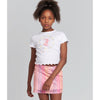 Pink Multicolour Skirt & White T-Shirt Set