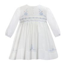 Load image into Gallery viewer, Ivory & Blue Smocked & Embroidered Dress