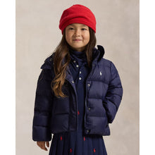 Load image into Gallery viewer, Girls Navy Hooded Down Jacket