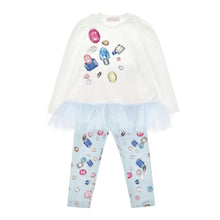 Load image into Gallery viewer, Blue Tulle "Stitch" Jewel Legging Set