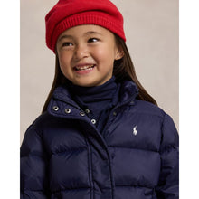 Load image into Gallery viewer, Girls Navy Hooded Down Jacket