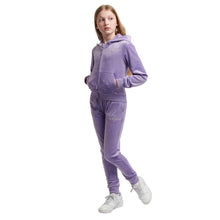 Load image into Gallery viewer, Lilac Slim Leg Glitter & Diamante Logo Tracksuit