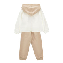 Load image into Gallery viewer, Ivory & Tan Hooded Teddy Tracksuit