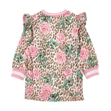 Load image into Gallery viewer, Pink Roses & Leopard Print Sweat Dress