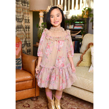 Load image into Gallery viewer, Sand Floral Tulle "Myrtisa" Dress