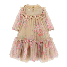 Load image into Gallery viewer, Sand Floral Tulle "Myrtisa" Dress