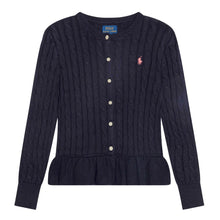 Load image into Gallery viewer, Navy Knitted Peplum Cardigan