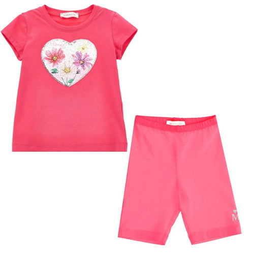 Pink Sequin T-Shirt & Cycling Shorts