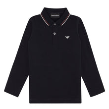 Load image into Gallery viewer, Navy LS Logo Polo Shirt
